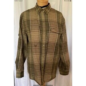 Lauren Ralph Lauren Women’s Lg Linen Roll Tab Sleeve Shirt Khaki/Olive Green